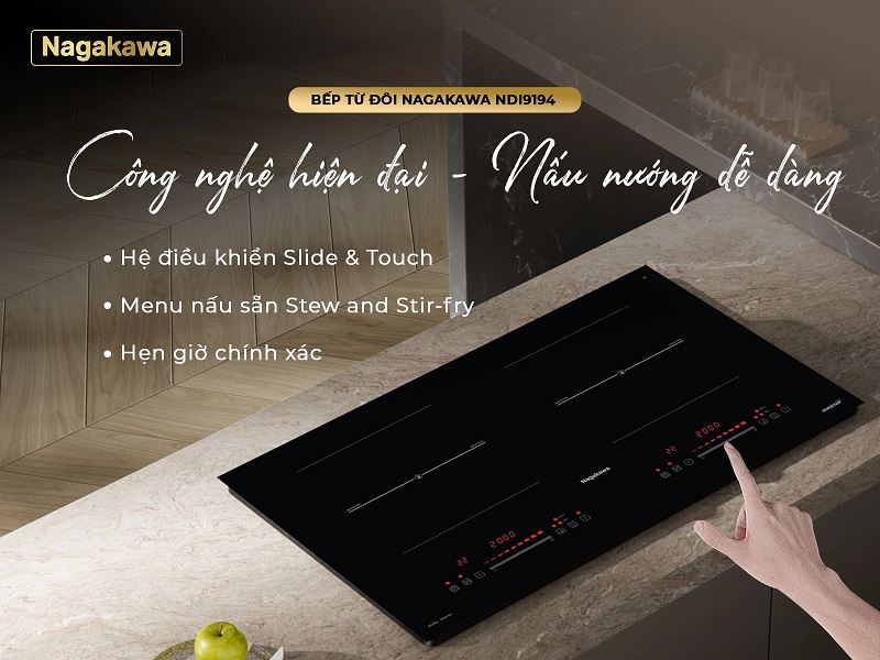Bếp điện từ đôi Inverter Nagakawa NDI9194