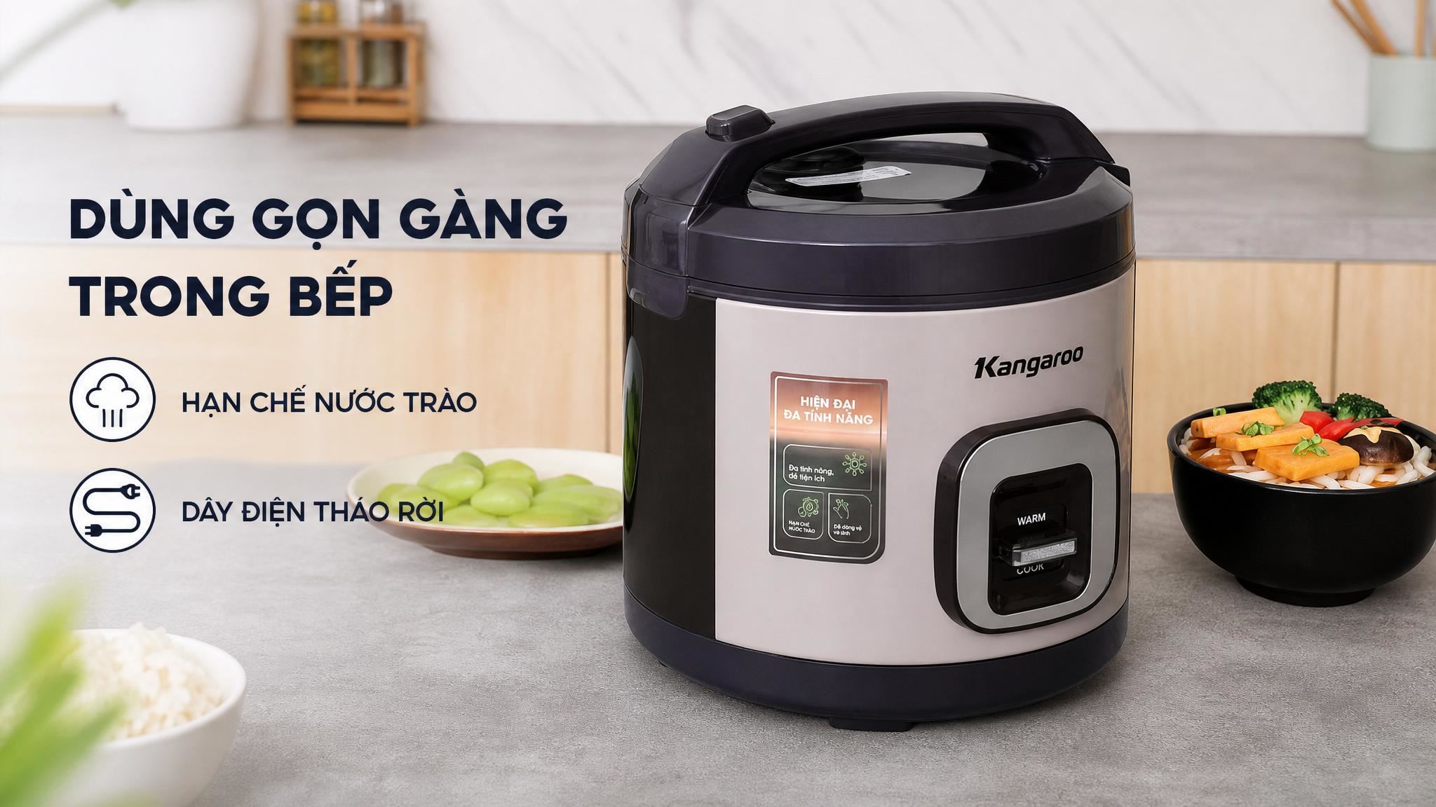 Nồi cơm điện nắp gài Kangaro 2.2 lít KGRC22M5G