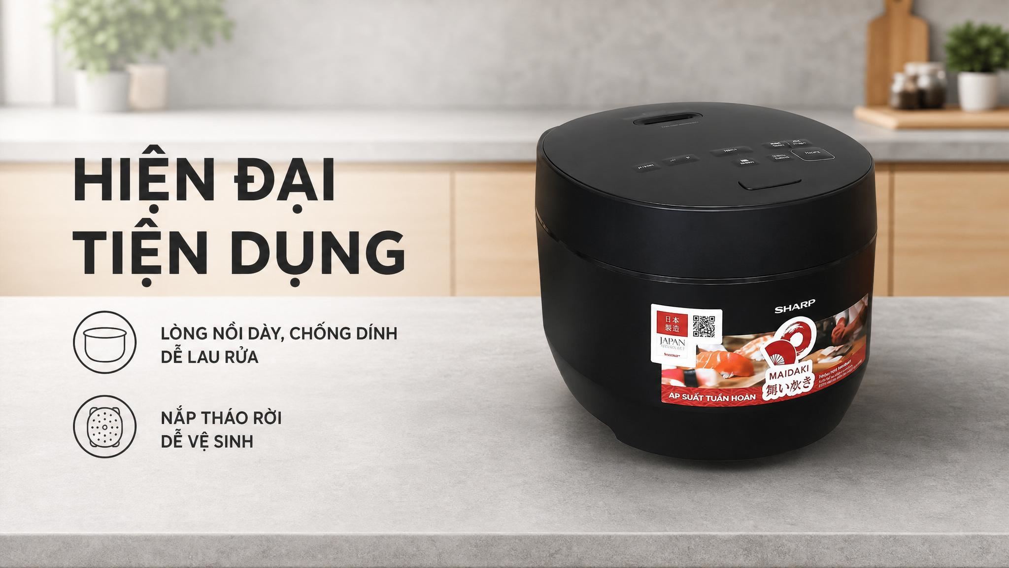 Nồi cơm điện tử áp suất Sharp 1.8 lít KS-TW181V-B