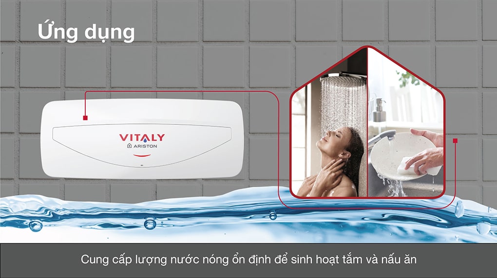 Bình nóng lạnh gián tiếp Ariston 20 lít 2500W VITALY 20 SLIM 2.5 FE