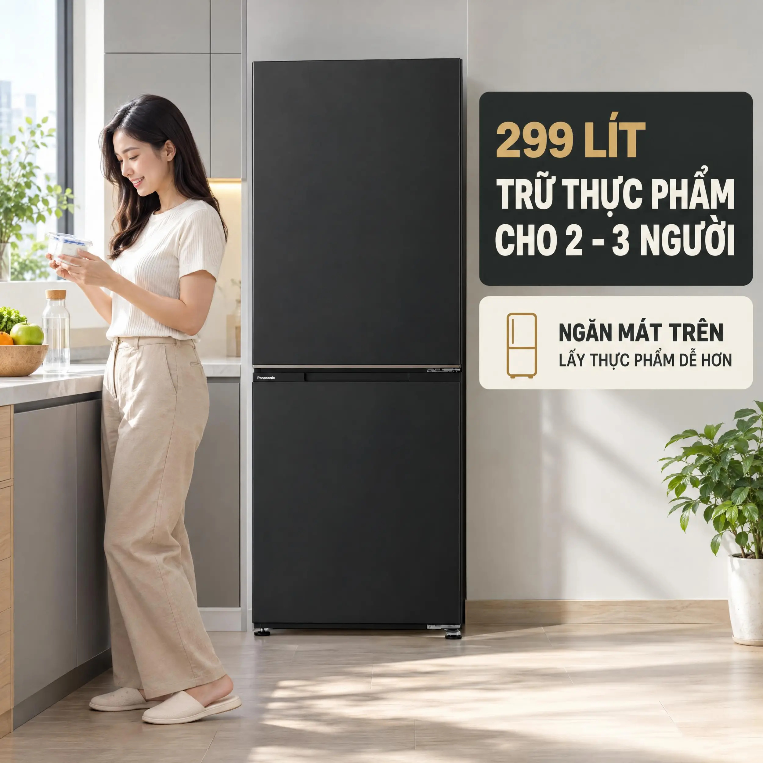 Tủ lạnh Panasonic Inverter 299 lít NR-BV322BWKV