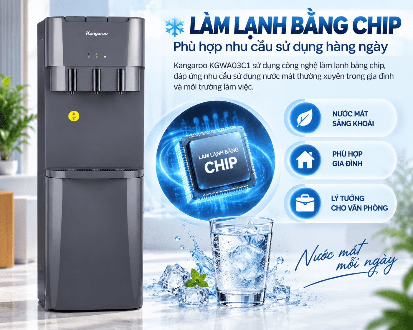 Cây nước nóng lạnh Kangaroo KGWA03C1
