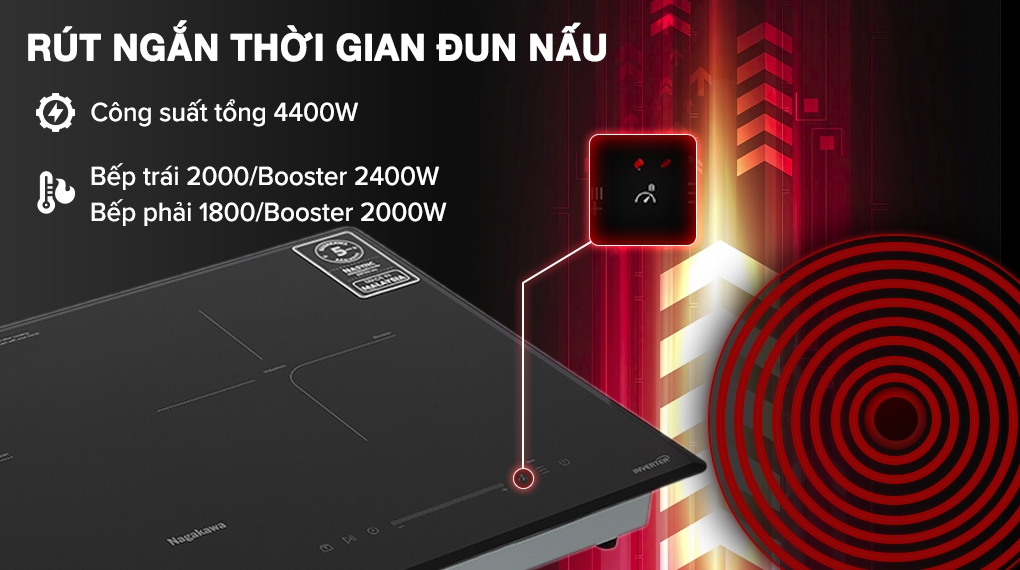 Bếp từ đôi lắp âm Nagakawa NK2C08MS