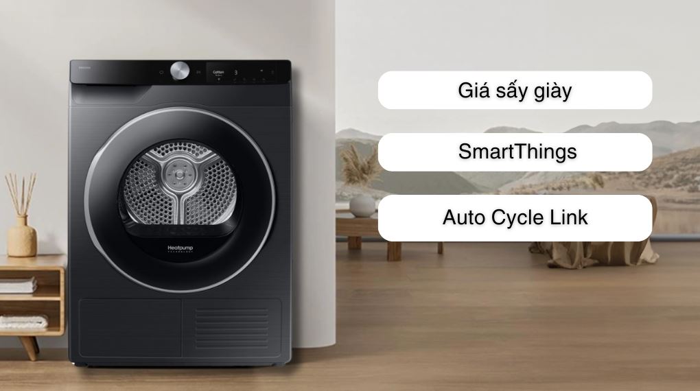 Máy sấy quần áo bơm nhiệt Samsung 9 kg DV90T6240LB/SV