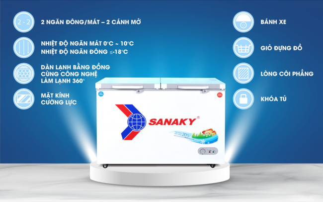 Tủ đông Sanaky VH3699W2KD 260 lít
