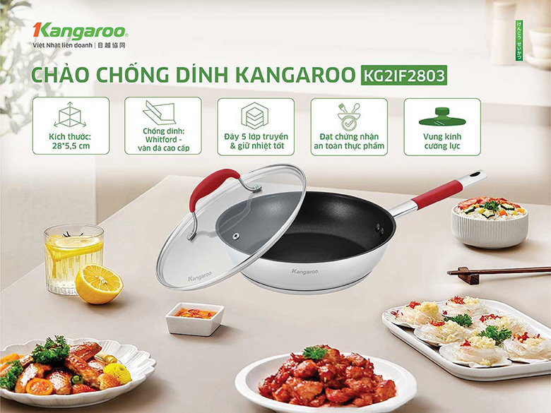 Chảo inox chống dính Kangaroo KG2IF2803
