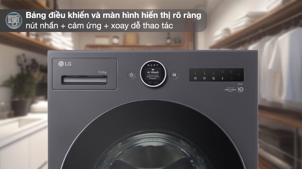 Máy giặt sấy LG Inverter giặt 15 kg - sấy 8 kg F2515RNTG