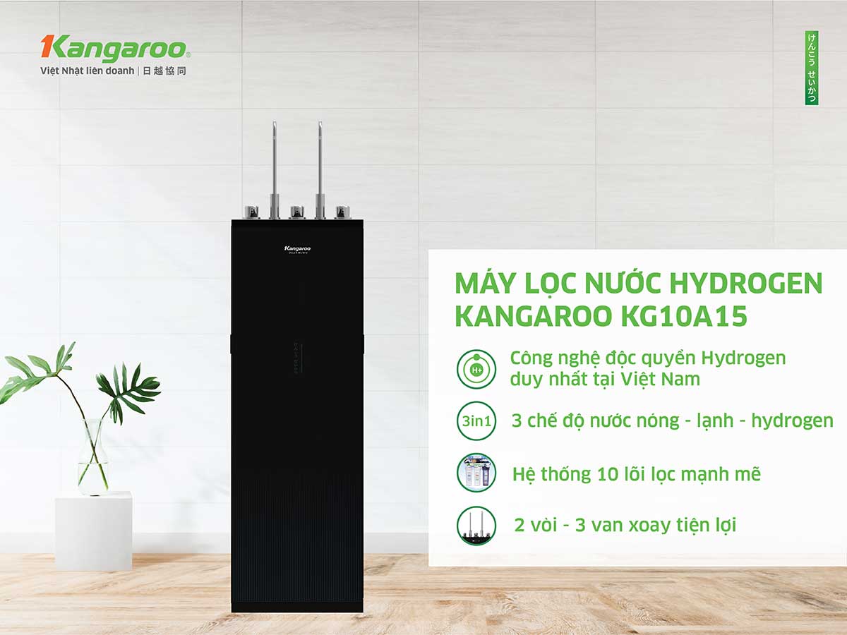 Máy lọc nước nóng lạnh RO Hydrogen Kangaroo 10 lõi KG10A15