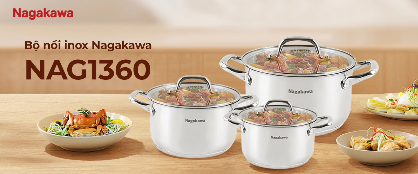 Bộ nồi inox Nagakawa NAG1360