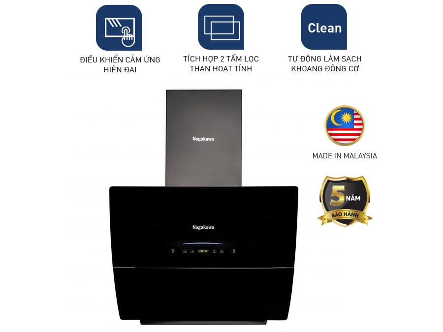 Máy hút mùi kính vát cao cấp Nagakawa NAG1854-70VM