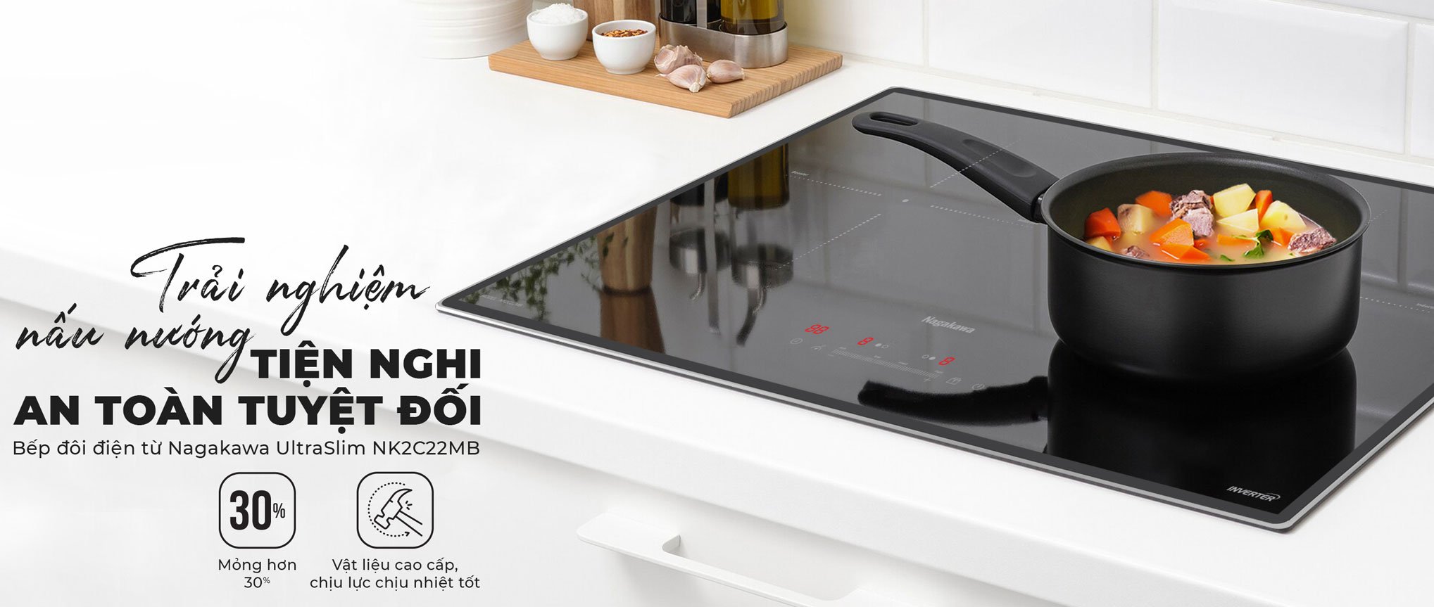 Bếp từ đôi Nagakawa UltraSlim NK2C22MB