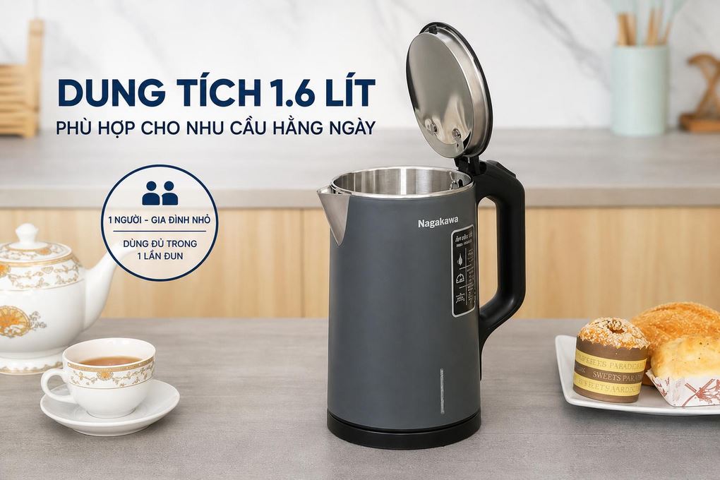 Bình đun siêu tốc Nagakawa 1.6 lít NKT2615