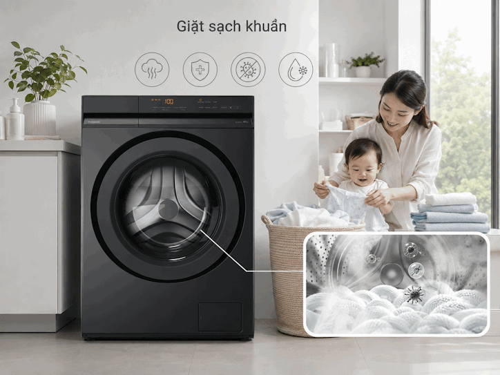 Máy giặt sấy Panasonic Inverter giặt 12kg - sấy 7 kg NA-S24DW1BVT