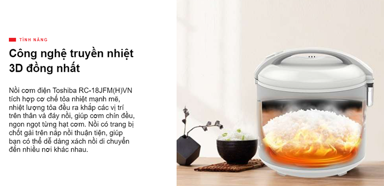 Nồi cơm điện Toshiba 1.8 lít RC-18JFM(H)VN