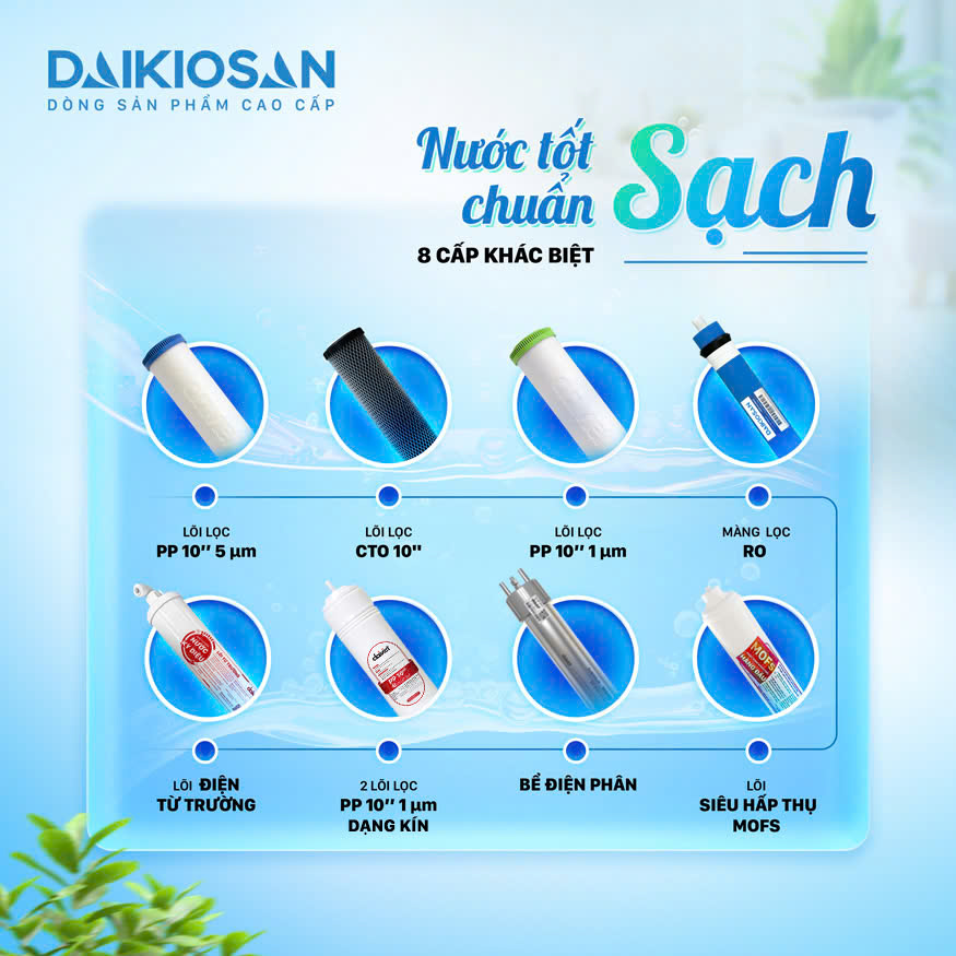 Máy lọc nước ion kiềm tươi từ trường nóng nguội lạnh Daikiosan DN369