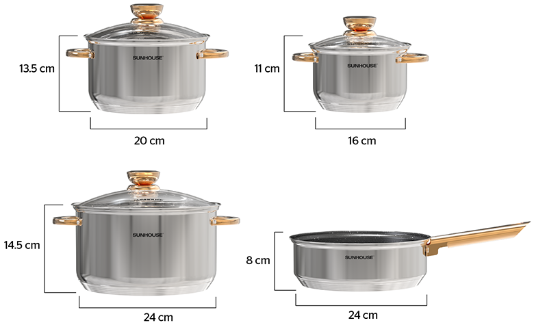 Bộ nồi inox 5 đáy Sunhouse SHG789