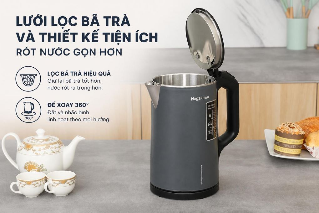 Bình đun siêu tốc Nagakawa 1.6 lít NKT2615