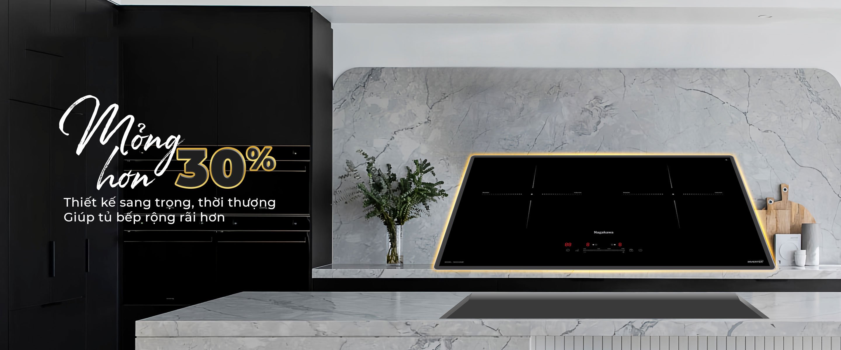 Bếp từ đôi Nagakawa UltraSlim NK2C22MB