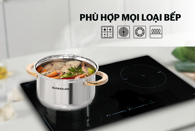 Bộ nồi inox 5 đáy Sunhouse SHG789