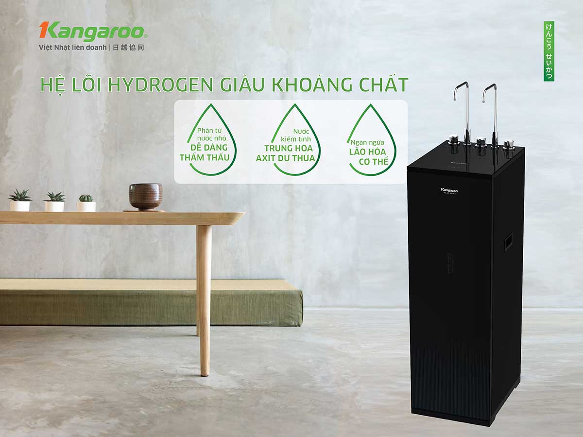 Máy lọc nước nóng lạnh RO Hydrogen Kangaroo 10 lõi KG10A15