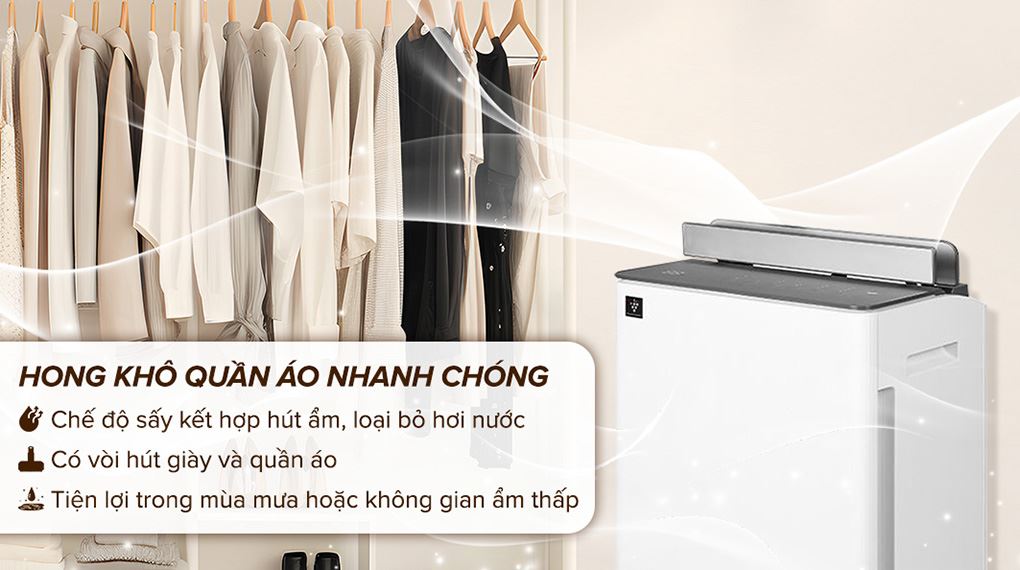 Máy hút ẩm kết hợp lọc không khí Sharp DW-T30FV-W
