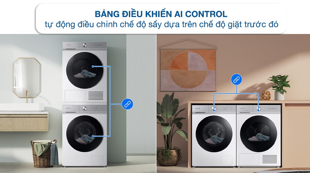 Máy sấy quần áo bơm nhiệt Samsung Bespoke AI 9 kg DV90BB9440GHSV