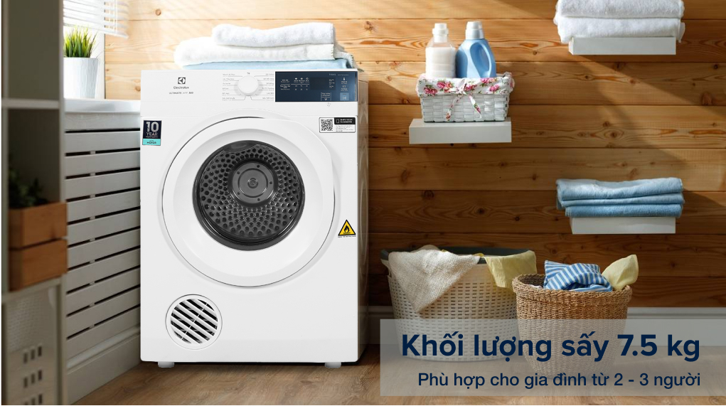 Máy sấy quần áo thông hơi Electrolux 7,5Kg EDV754H3WB