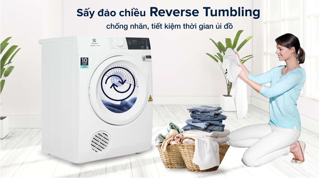 Máy sấy quần áo thông hơi Electrolux 7,5Kg EDV754H3WB