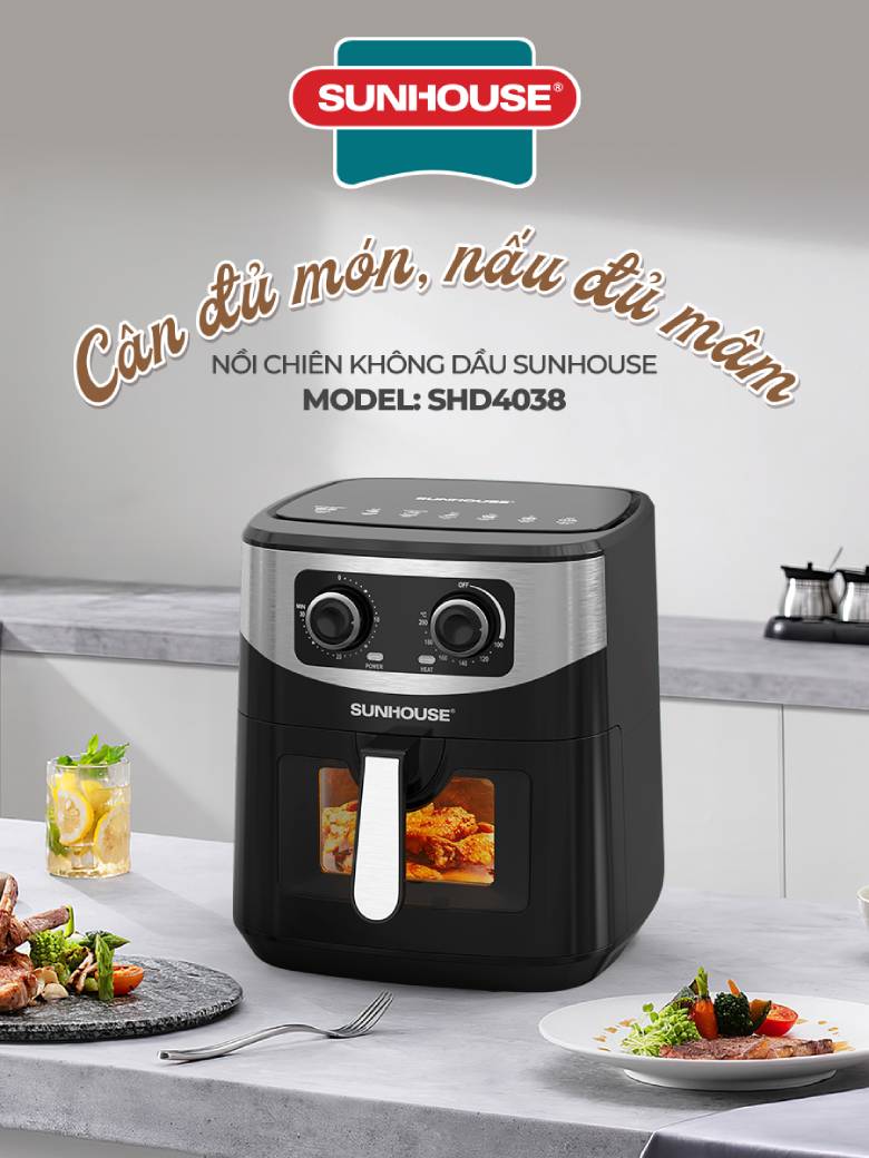 Nồi chiên không dầu 10.5 lít Sunhouse SHD4038