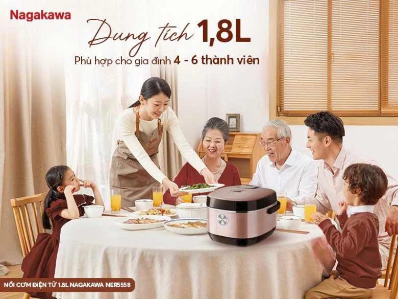 Nồi cơm điện tử Nagakawa 1.8 lít NER5558