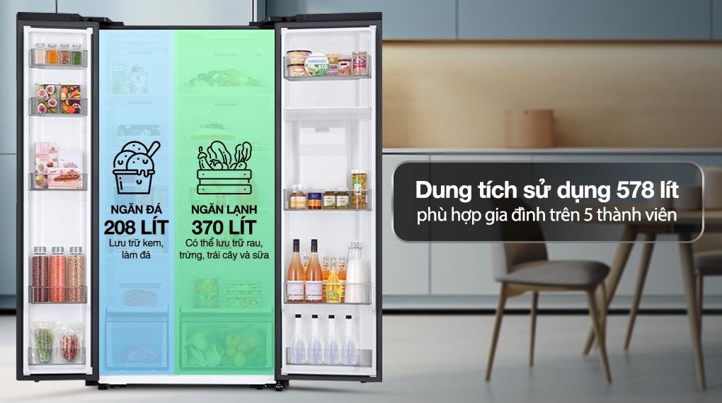 Tủ lạnh Samsung Inverter 578 lít Side By Side RS57DG410EB4S