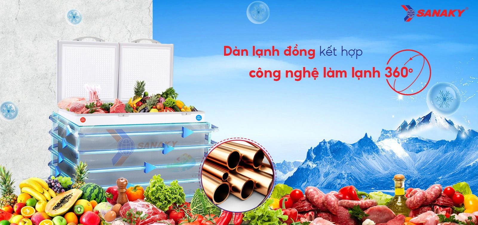 Tủ Đông Sanaky 365 Lít VH5699W1