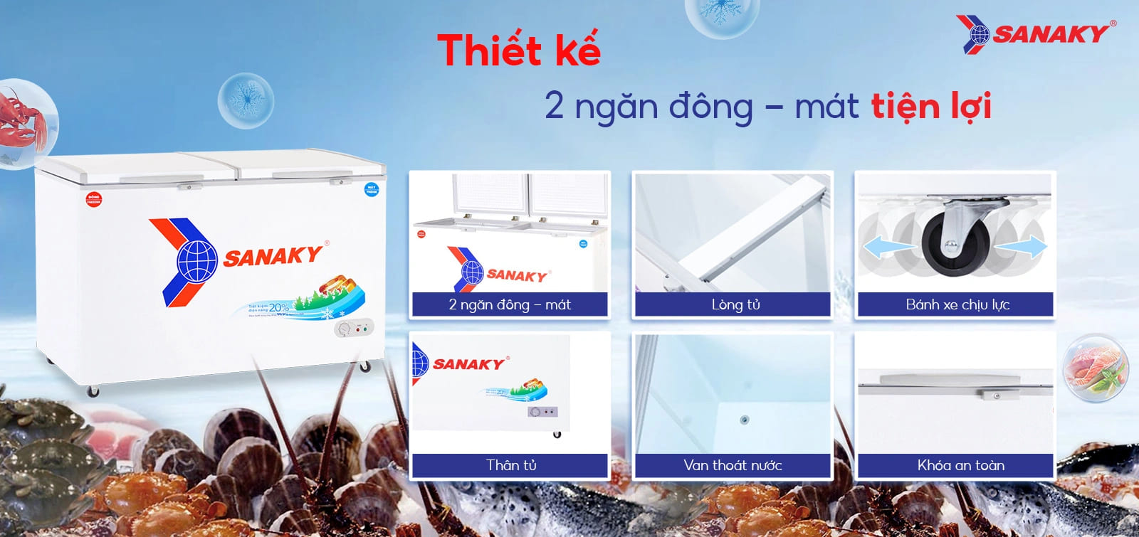 Tủ Đông Sanaky 365 Lít VH5699W1