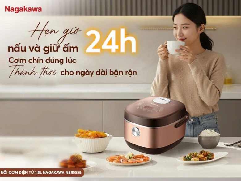 Nồi cơm điện tử Nagakawa 1.8 lít NER5558