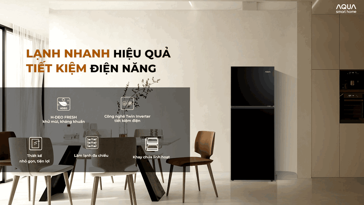Tủ lạnh Aqua Inverter 189 Lít AQR-T225FA(LB)
