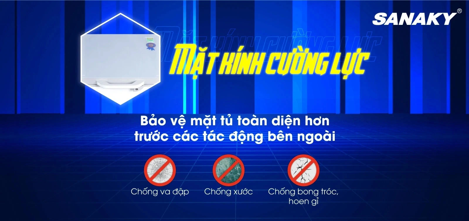 Tủ đông Sanaky Inverter cánh cường lực 530 lít VH6699HY4K