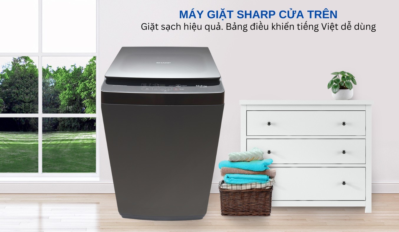 Máy giặt Sharp 10 kg ES-Y100HV-S