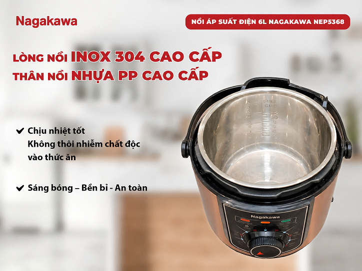 Nồi áp suất điện 6L Nagakawa NEP5368