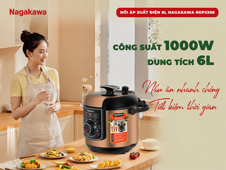 Nồi áp suất điện 6L Nagakawa NEP5368