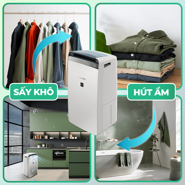 Máy lọc không khí và hút ẩm Sharp DW-J20FV-W