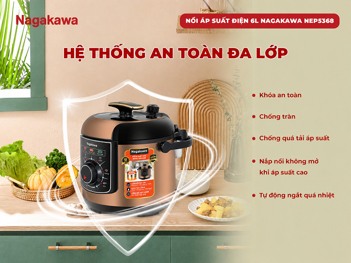 Nồi áp suất điện 6L Nagakawa NEP5368