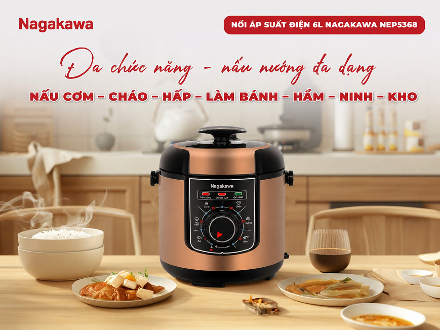 Nồi áp suất điện 6L Nagakawa NEP5368