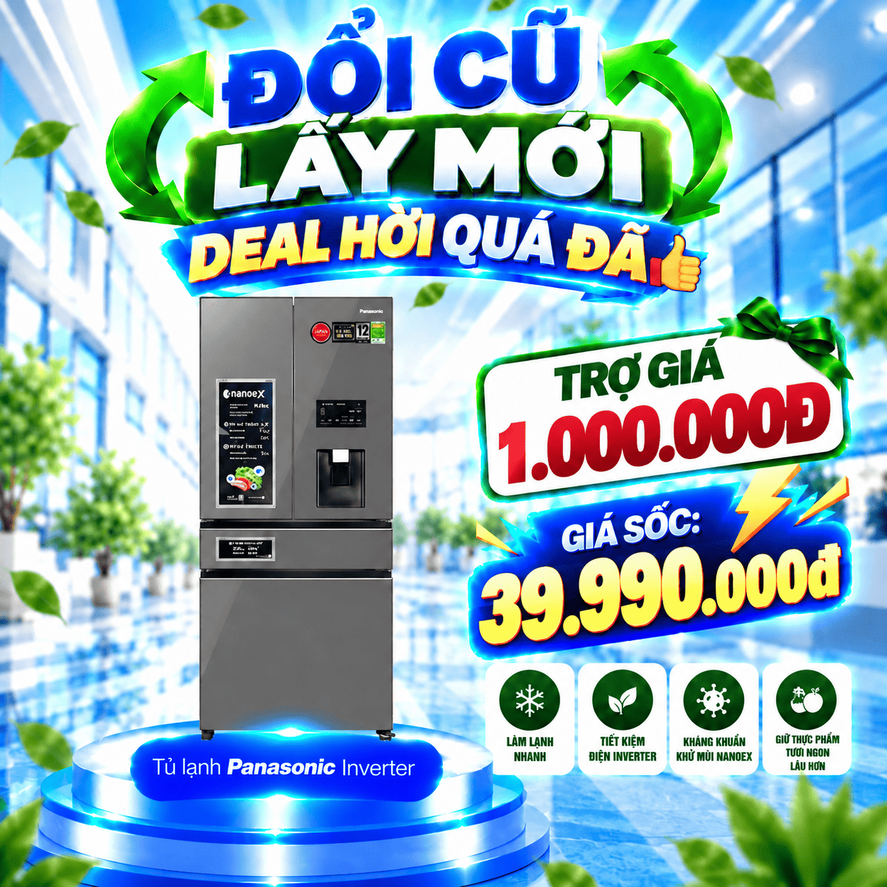 Tủ lạnh Panasonic Inverter 540 lít Multi Door PRIME+ Edition YW590YMMV