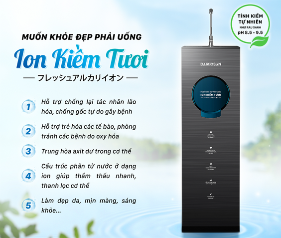 Máy lọc nước ion kiềm tươi Daikiosan 7 lõi DN104