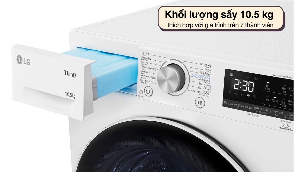 Máy sấy quần áo bơm nhiệt LG 10.5 kg DVHP50W