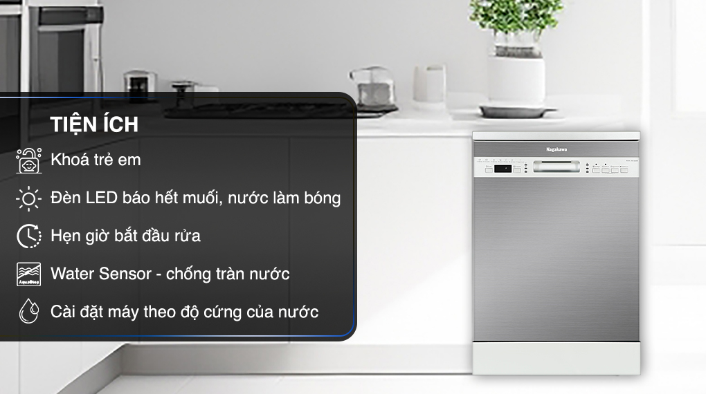 Máy rửa bát độc lập Nagakawa NK15D03M