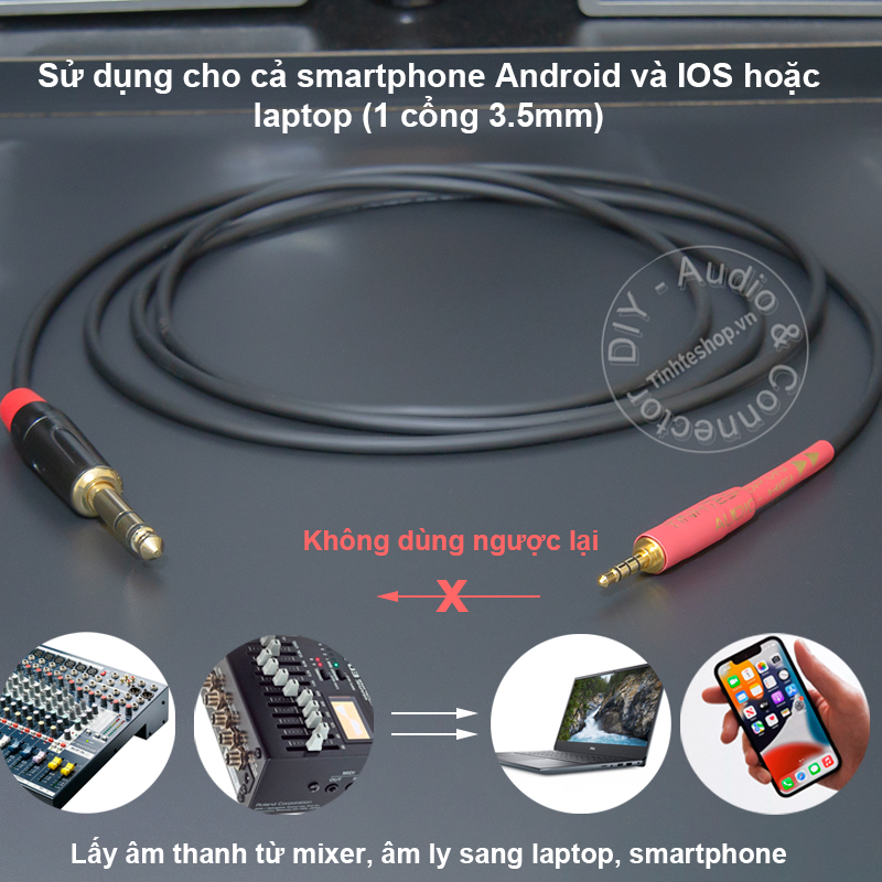 Recording and streaming cable from equalizer to Phone Tablet 6.5mm to 3.5mm