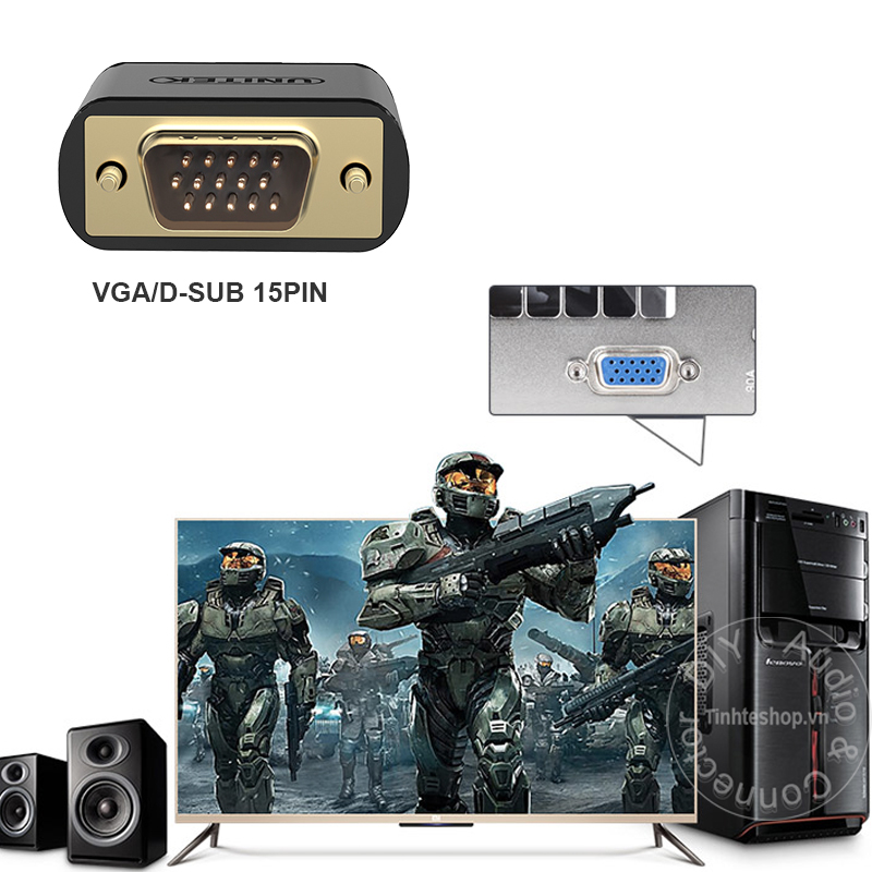 Cáp VGA 2 đầu đực 3+6 1080P Unitek