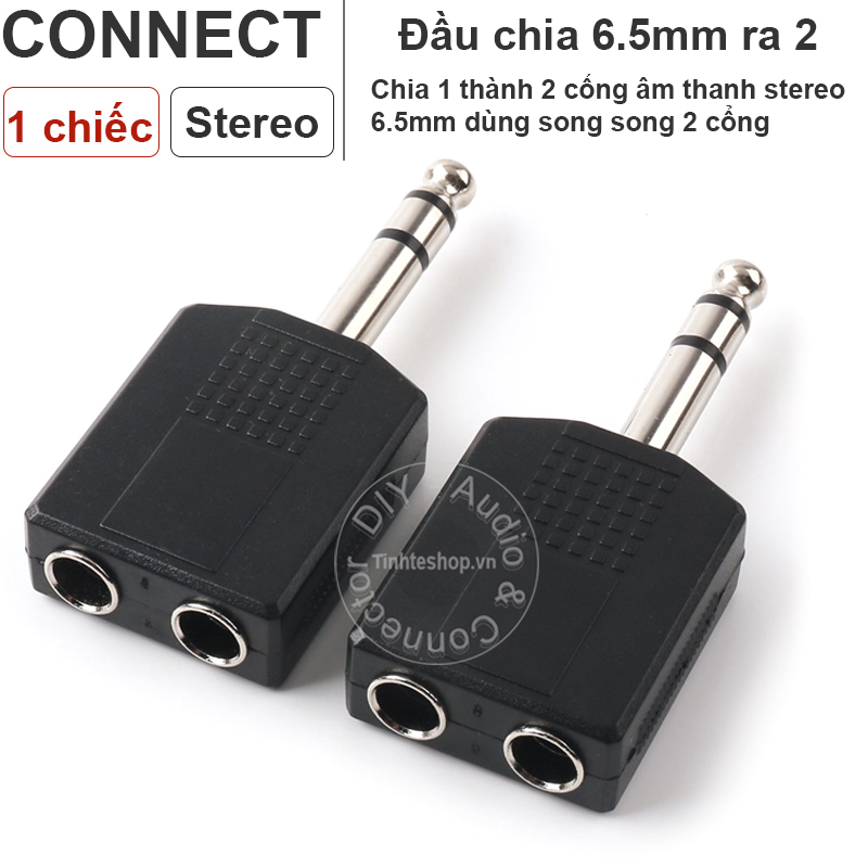 Jack chia âm thanh 6.35mm đực ra 2 6.5mm stereo