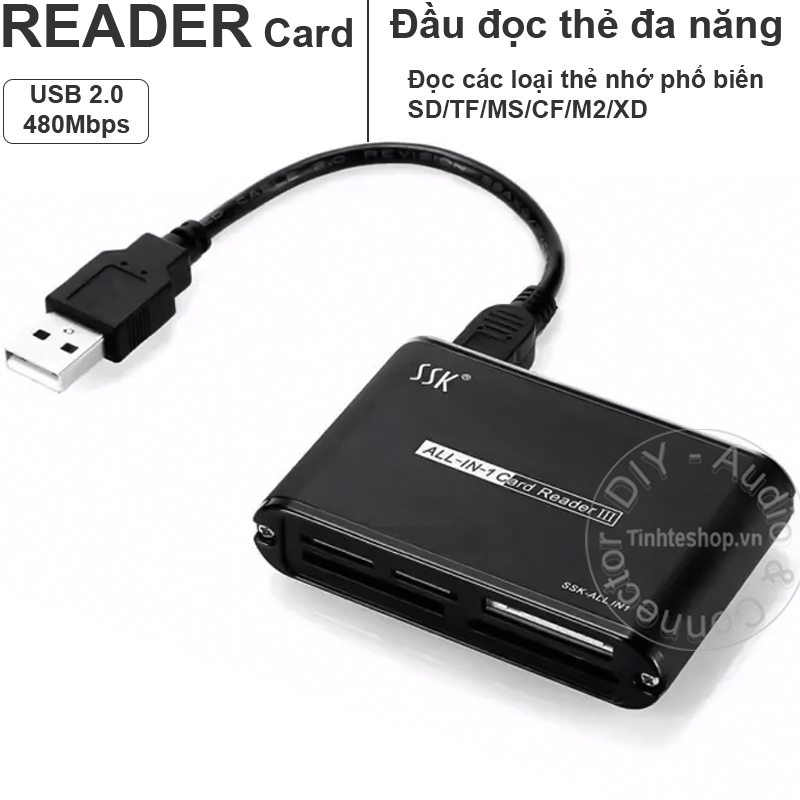 Đầu đọc thẻ đa năng SD Micro SD TF CF MS M2 XD USB 2.0